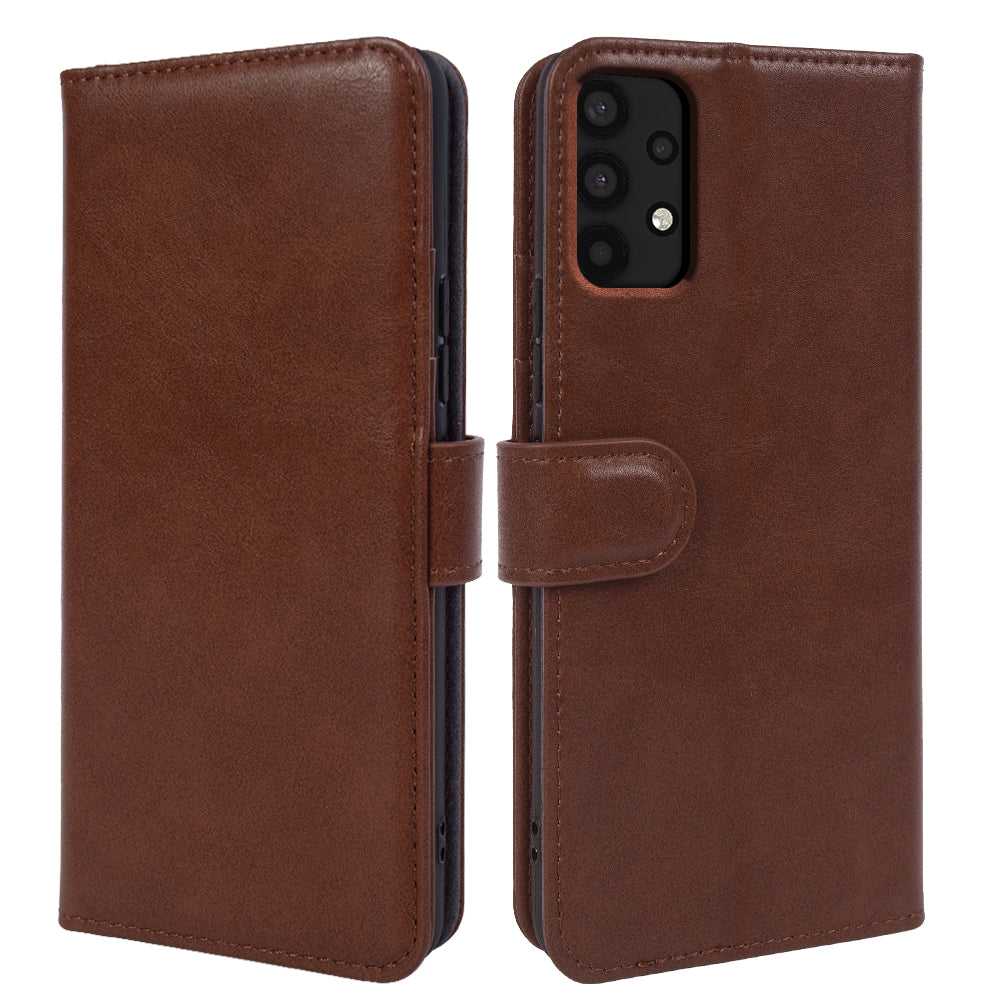 For Samsung Galaxy A32 4G (EU Version) Wallet Phone Case Waxy Texture Genuine Cow Leather Cover with Stand For Samsung Galaxy A32 4G (EU Version) Wallet Phone Case Waxy Texture Genuine Cow Leather Cover with Stand